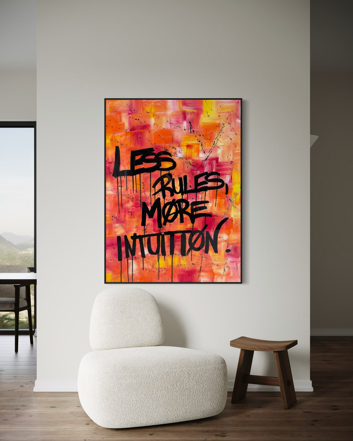 LESS RULES MORE INTUITION – Original Mixed Media Artwork | 80 × 100 cm