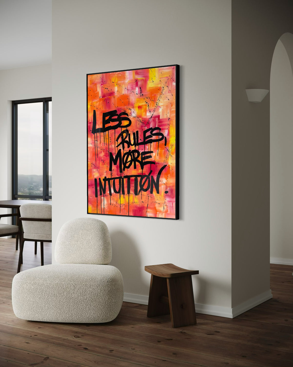 LESS RULES MORE INTUITION – Original Mixed Media Artwork | 80 × 100 cm