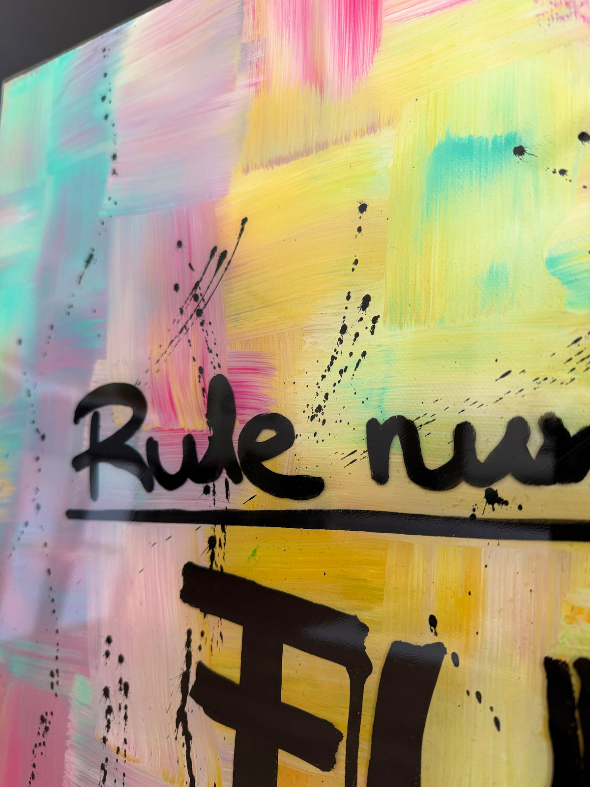 RULE NUMBER 1: FUCK WHAT THEY THINK!  – Original Mixed Media Artwork | 60 × 80 cm